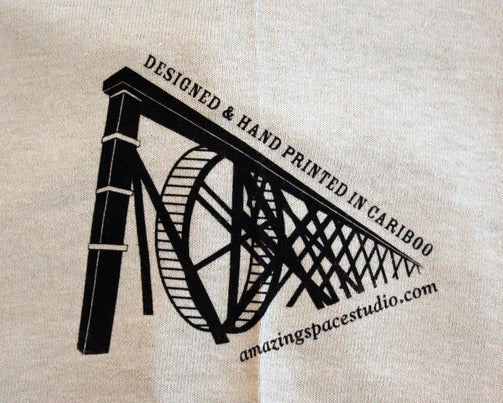 Detail of print on sleeve of shirt.
